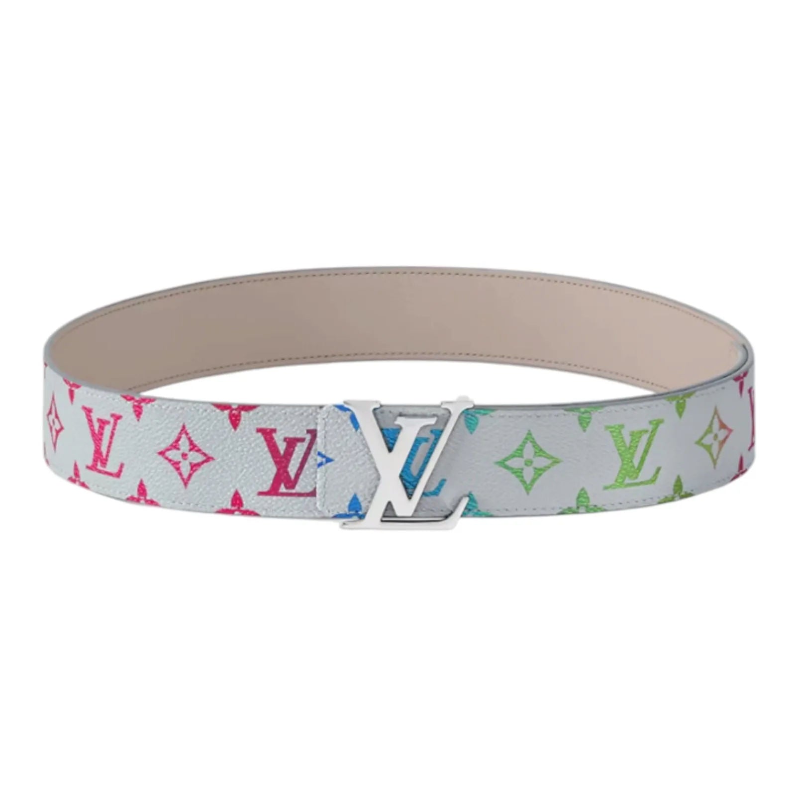 Louis Vuitton LV Initiales 40mm Reversible Belt (White/Rainbow) - Preowned