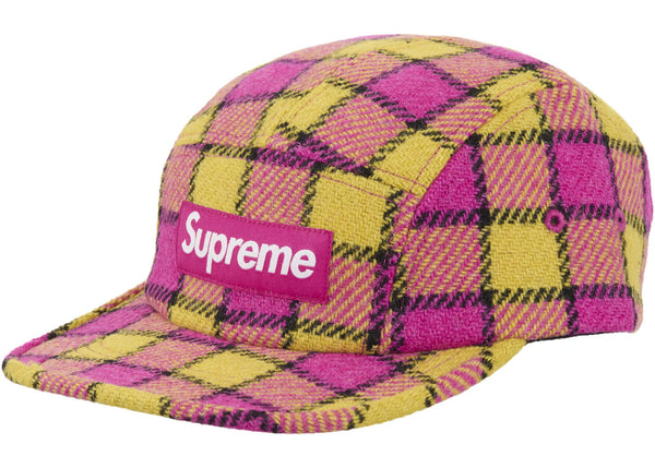Supreme Harris Tweed Camp Cap Pink Plaid