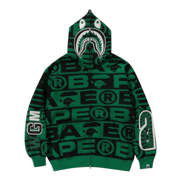 Bape Lux Sport Pattern Shark Full Zip Hoodie (Green)
