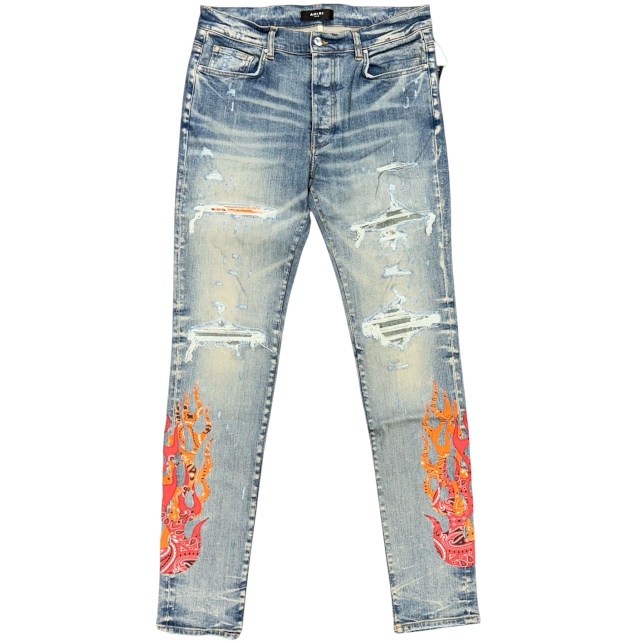 Amiri Orange Bandana Flame Jean (Clay Indigo)