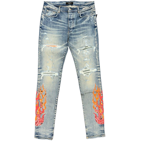 Amiri Orange Bandana Flame Jean (Clay Indigo)