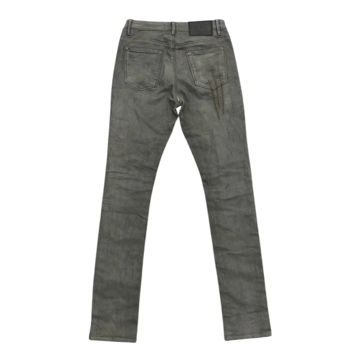 RtA Bryant Skinny Jeans Waxed Dusty Oilve Triple Cross - Preowned