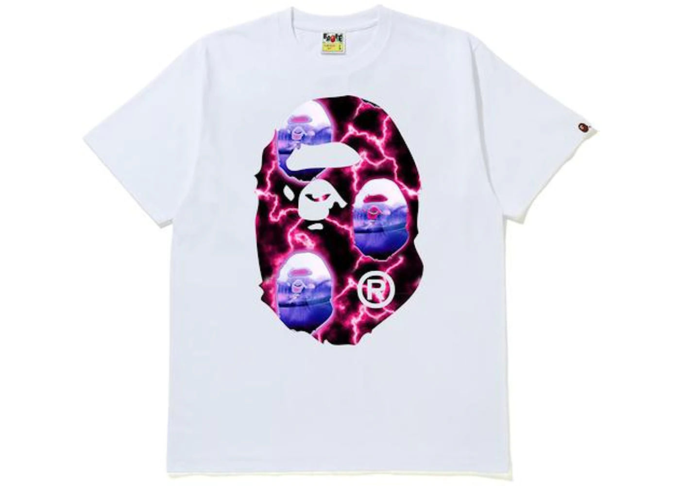 BAPE Big Ape Head Lightning Tee White - Preowned