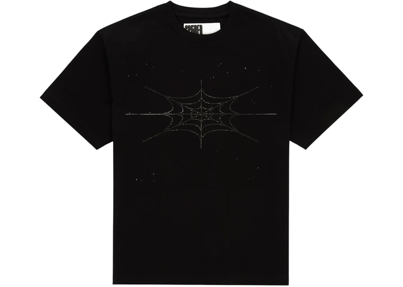 Sp5der Rhinestone Silk Tee Black
