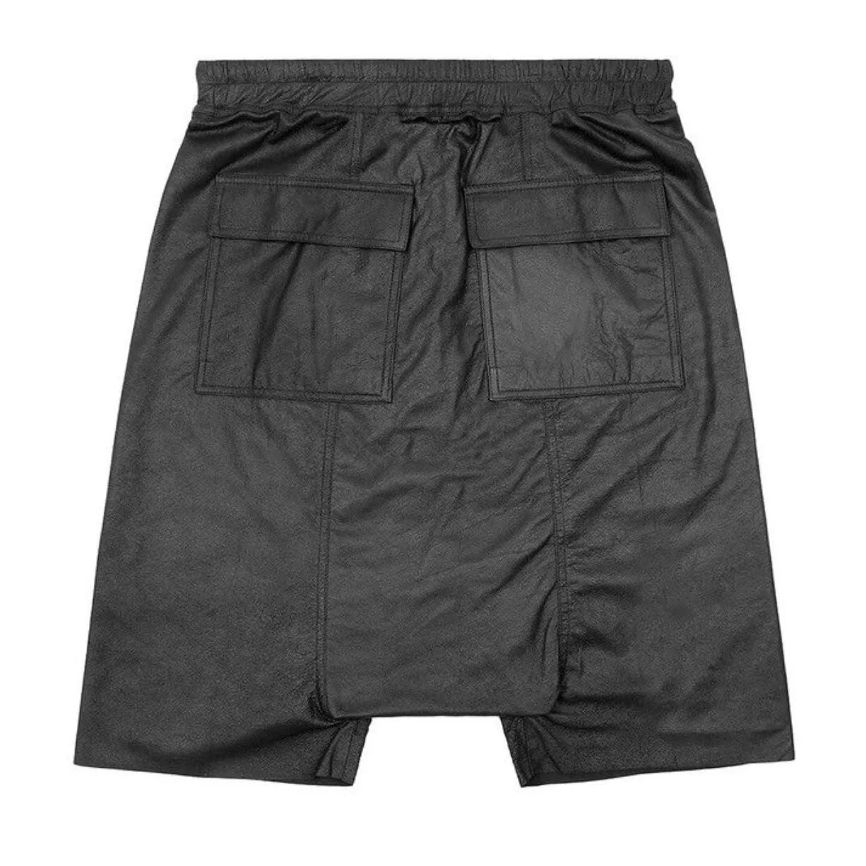 Rick Ownes Leather Pods Shorts (Black)