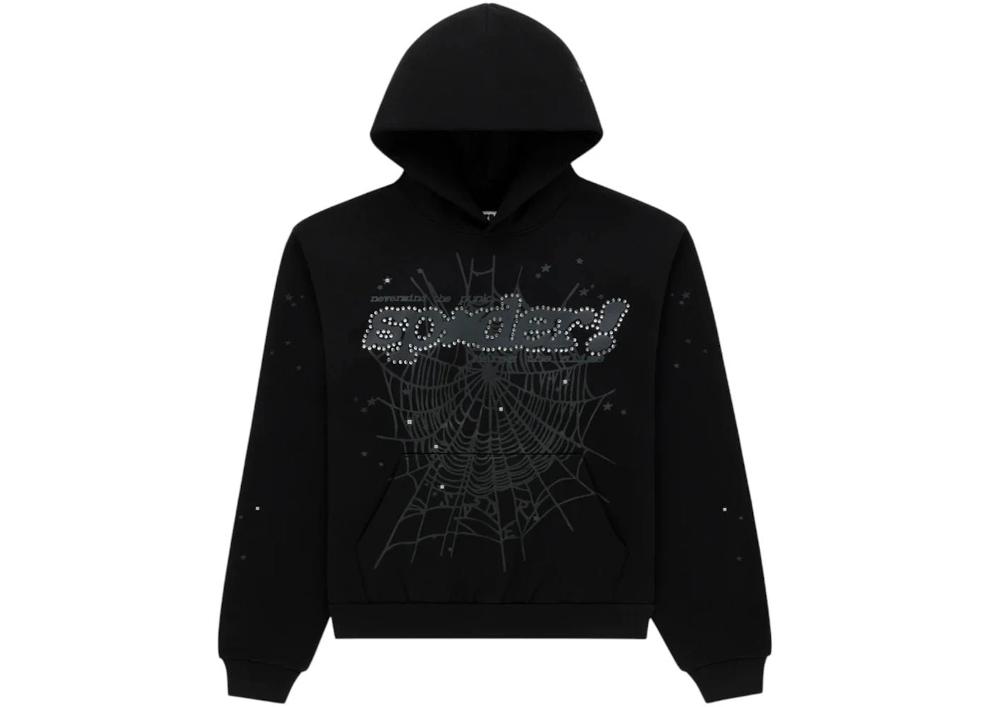 Sp5der Rhinestone Punk V2 Hoodie (Black)