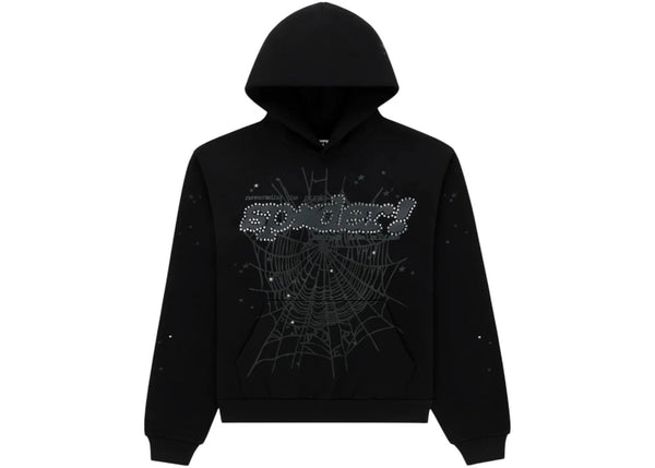 Sp5der Rhinestone Punk V2 Hoodie (Black)
