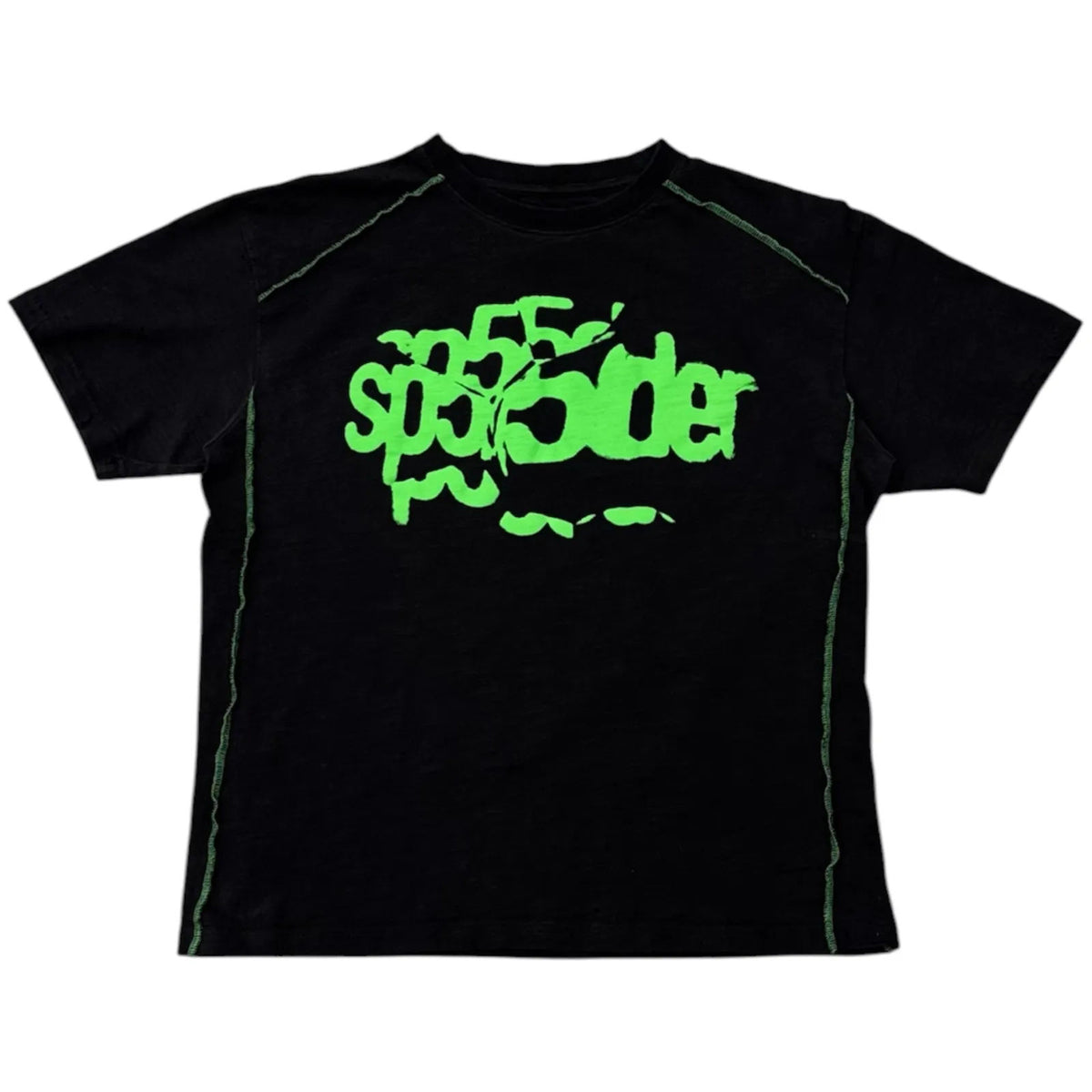 Sp5der Contrast Stitch Tee (Black/Green) - Preowned