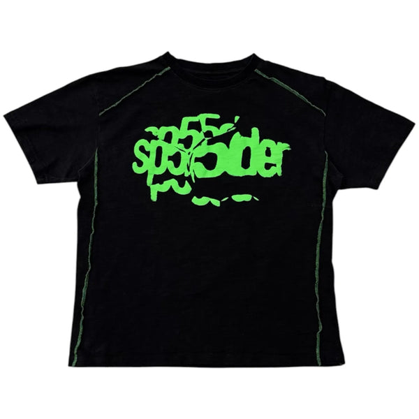 Sp5der Contrast Stitch Tee (Black/Green) - Preowned