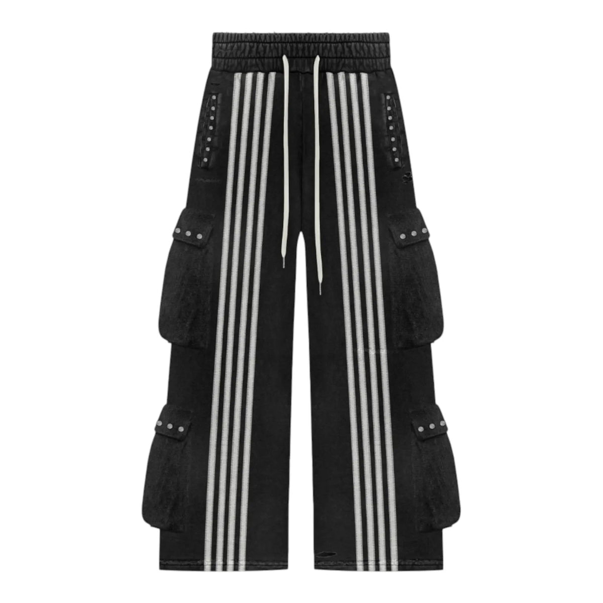 Prestige Striped Rhinestone Sweatpants (Black) - Preowned