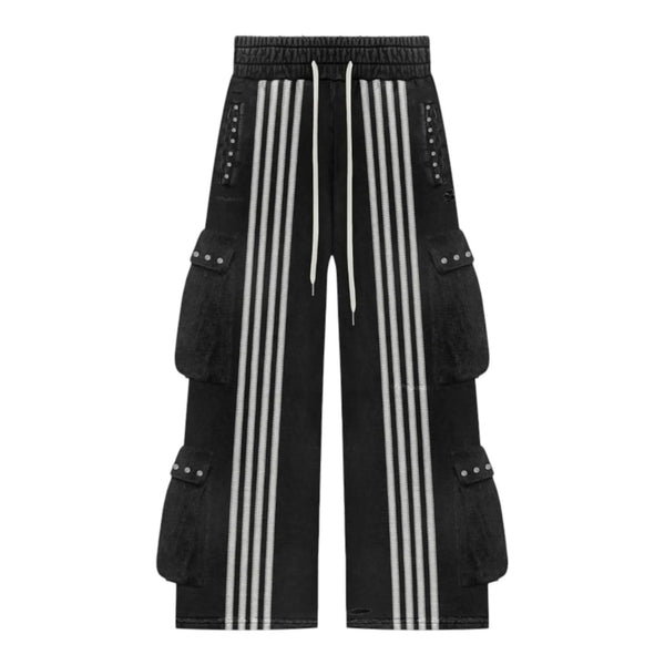 Prestige Striped Rhinestone Sweatpants (Black) - Preowned