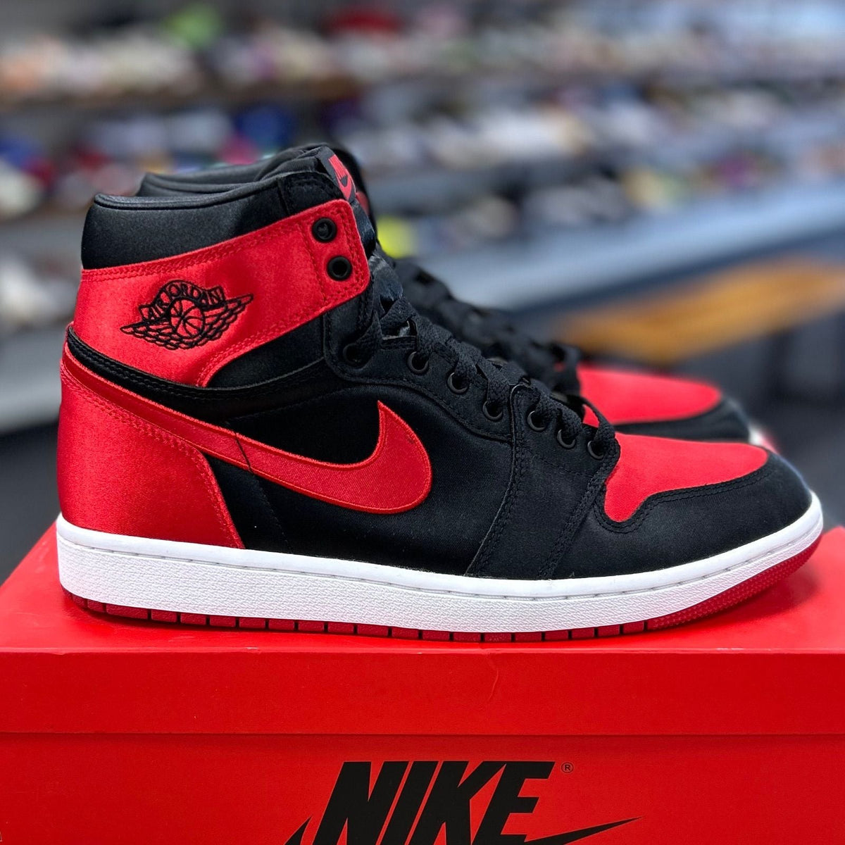 Jordan 1 Retro High OG Satin Bred (Women's) - Preowned
