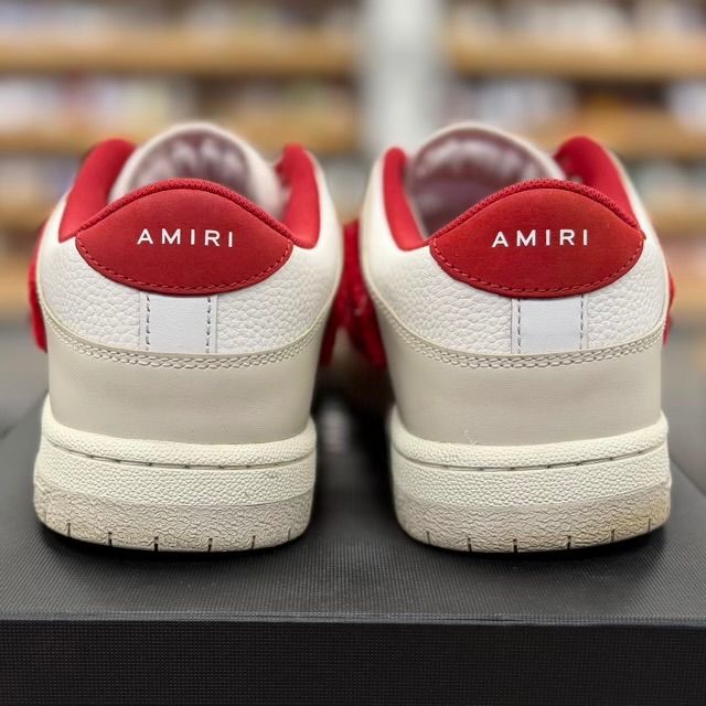 AMIRI Skel Top Low White Red Chenille - Preowned