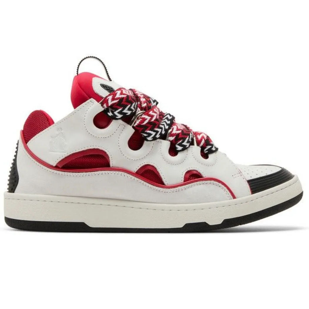 Lanvin Curb Sneakers (White/Red) - Preowned