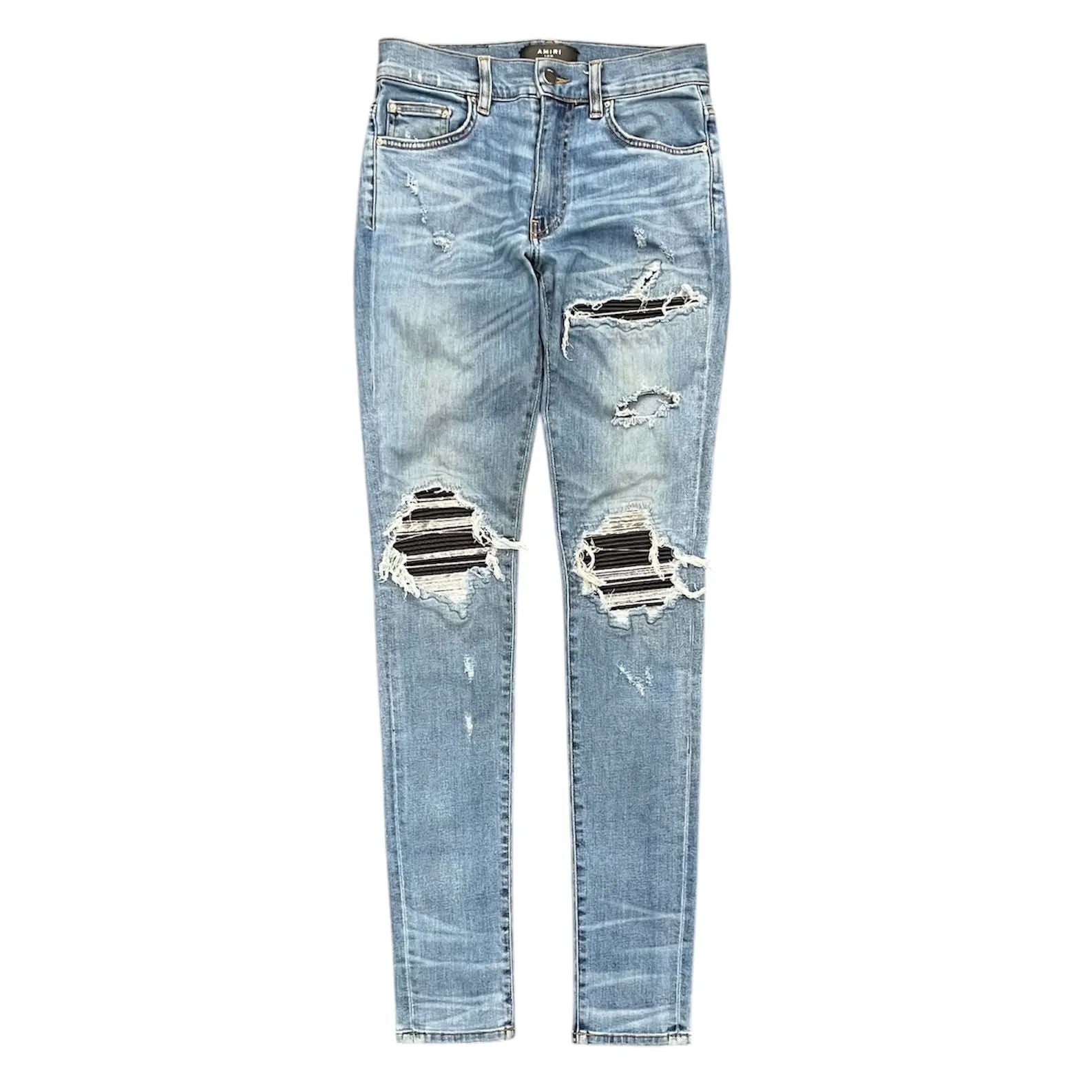 Amiri Mx1 Leather Patch Jeans (Clay Indigo) - Preowned