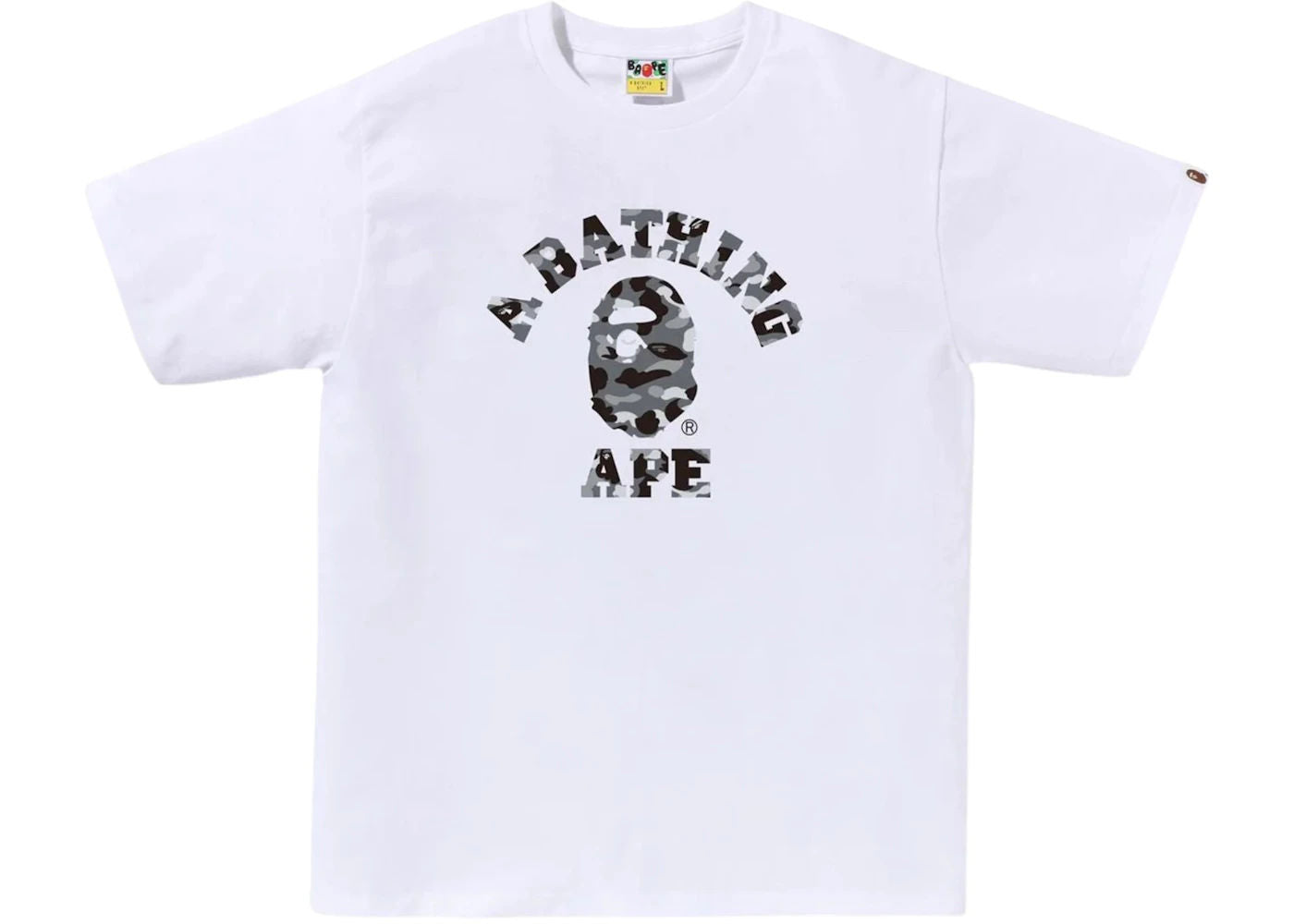 BAPE 1st Camo College Tee Tee White/Grey - Preowned