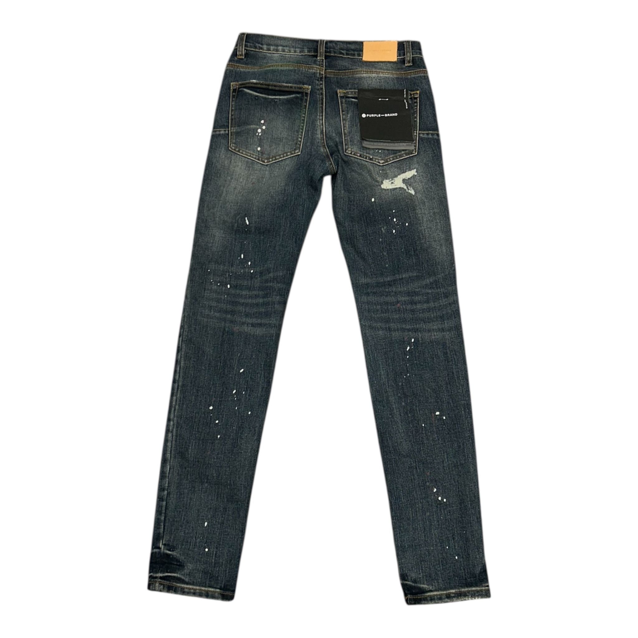 Purple Paint Distressed Denim (Indigo) - Preowned