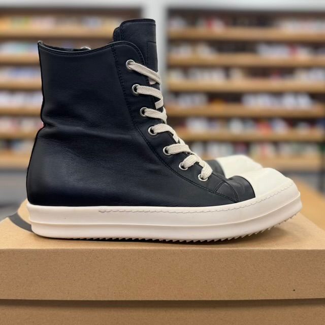 Rick Owens Concordians Leather High Black Milk - Preowned