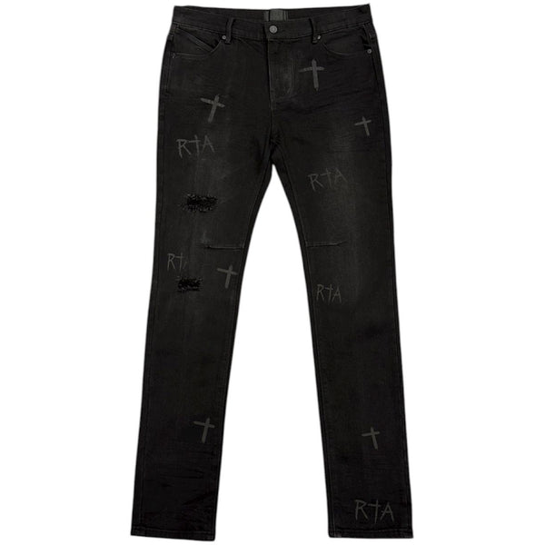 RTA Clayton Crosses Distressed Denim Jeans (Black)