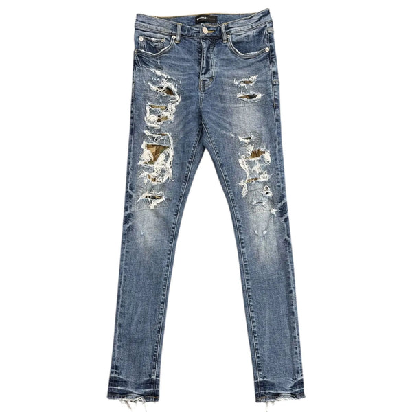 Purple Brand P.001 Distressed Camo Jeans (Medium Wash) - Preowned