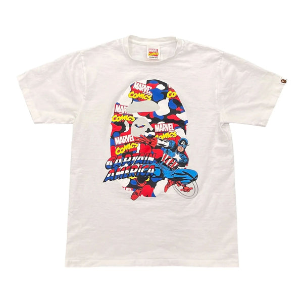 Bape x Marvel Comics Camo Captain America Tee (White) - Preowned