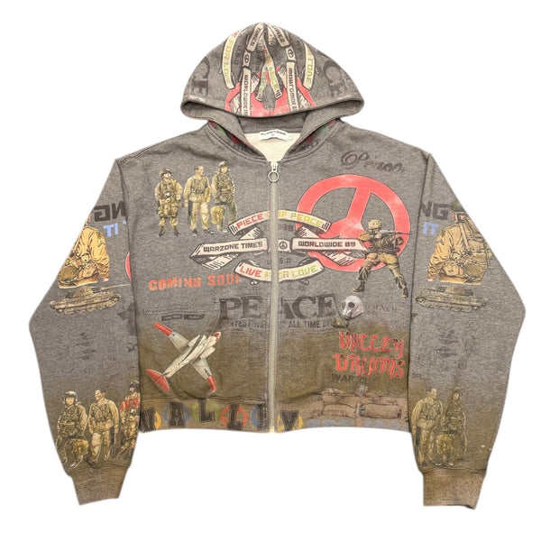 Vale Forever Peace Zip Up Hoodie (Dirty Grey) - Preowned
