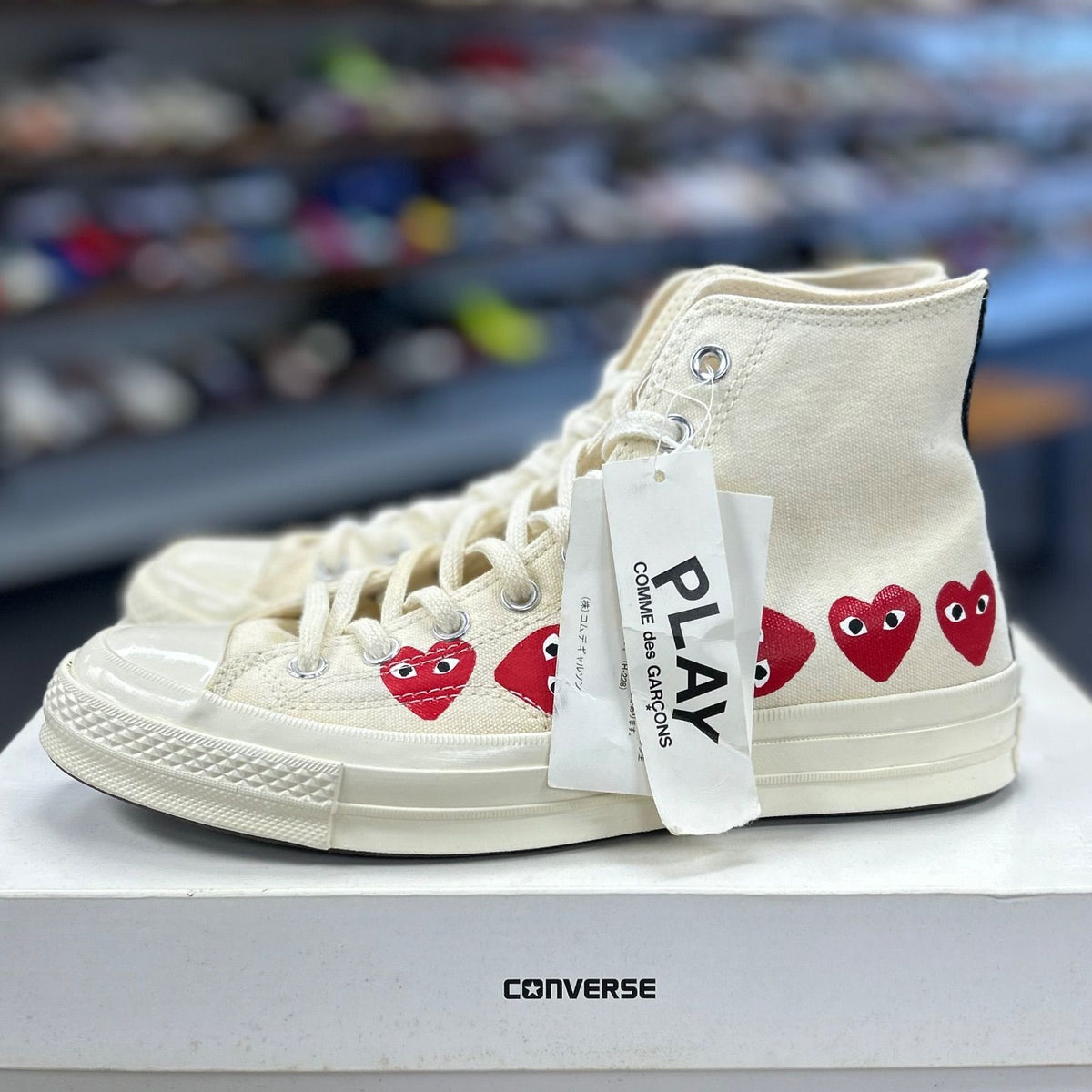 Converse Chuck Taylor All Star 70 Hi Comme des Garcons PLAY Multi-Heart White - Preowned