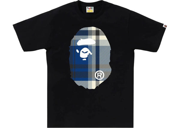 BAPE A Bathing Ape Check Big Ape Head Tee Black - Preowned