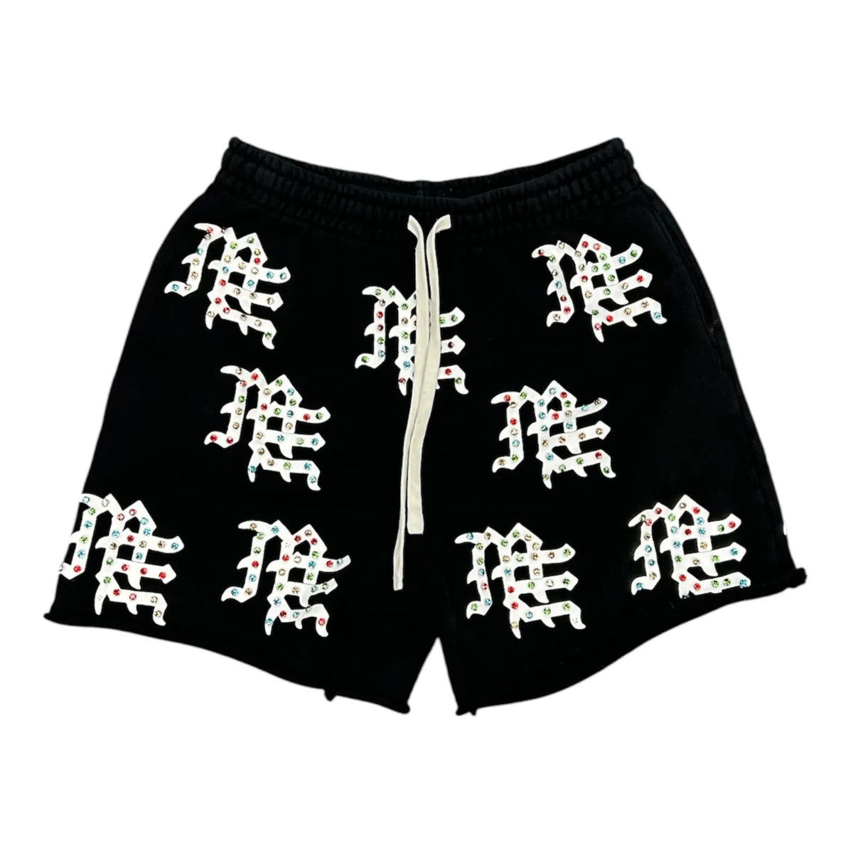 Mixed Emotions Rhinestone Sweatshort (Black) - Preowned