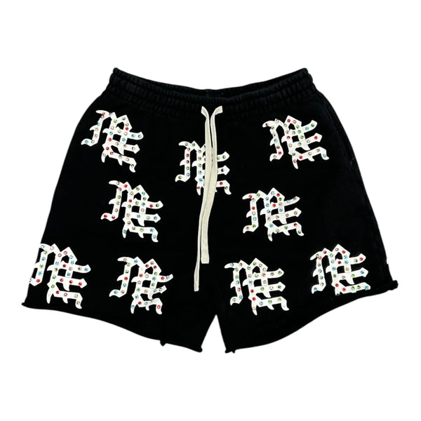 Mixed Emotions Rhinestone Sweatshort (Black) - Preowned