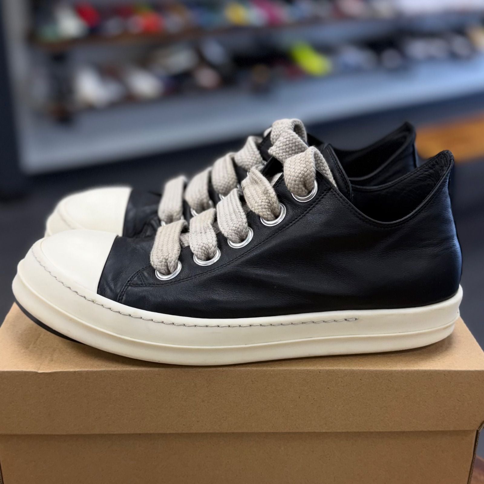 Rick Owens Concordians Jumbo Laced Low Black Milk - Preowned