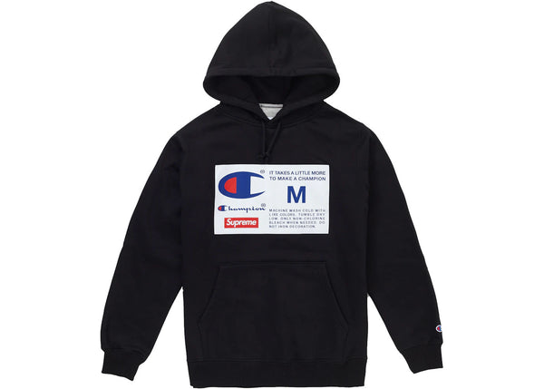 Supreme Champion Label Hooded Sweatshirt Black - Preowned