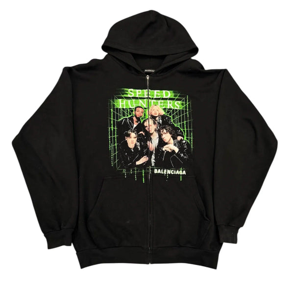 Balencaiga Speedhunters Oversized Zip Up Hoodie (Black) - Preowned