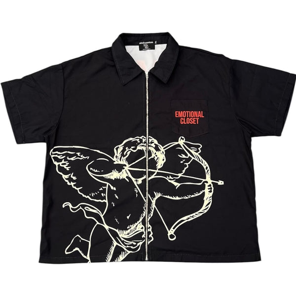 Mixed Emotions Zip up Tee (Black) - Preowned