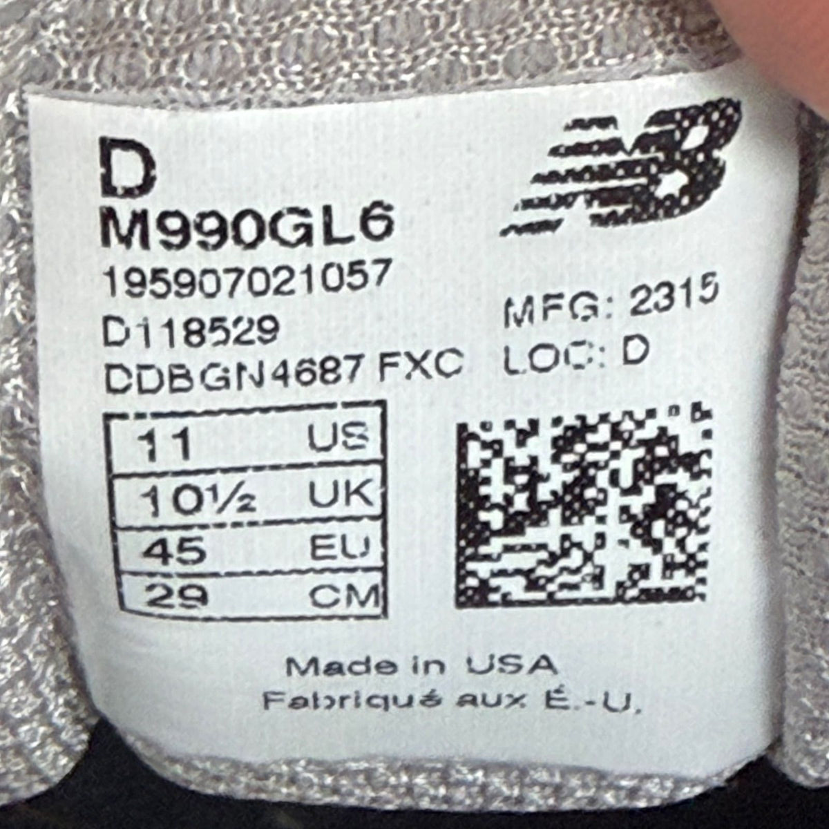 New Balance 990v6 MiUSA Grey - Preowned