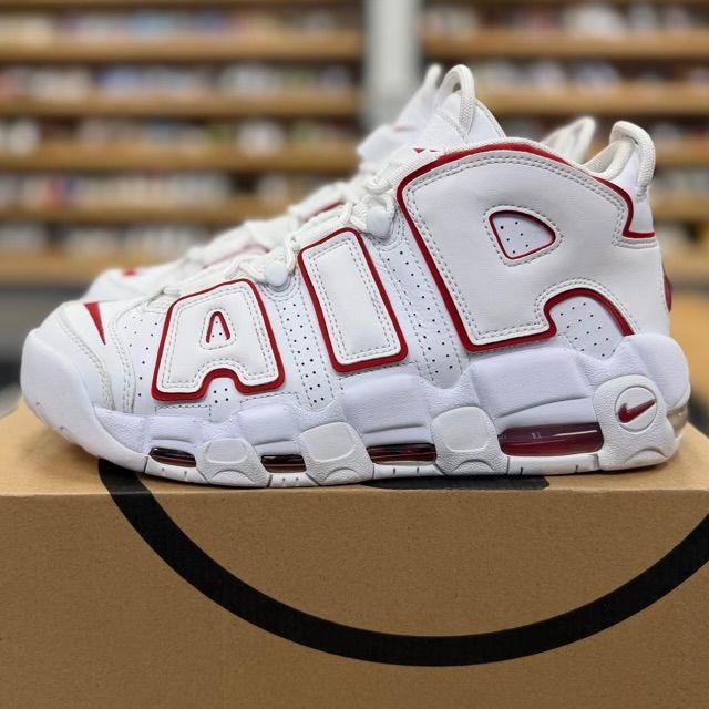 Nike Air More Uptempo White Varsity Red Outline - Preowned