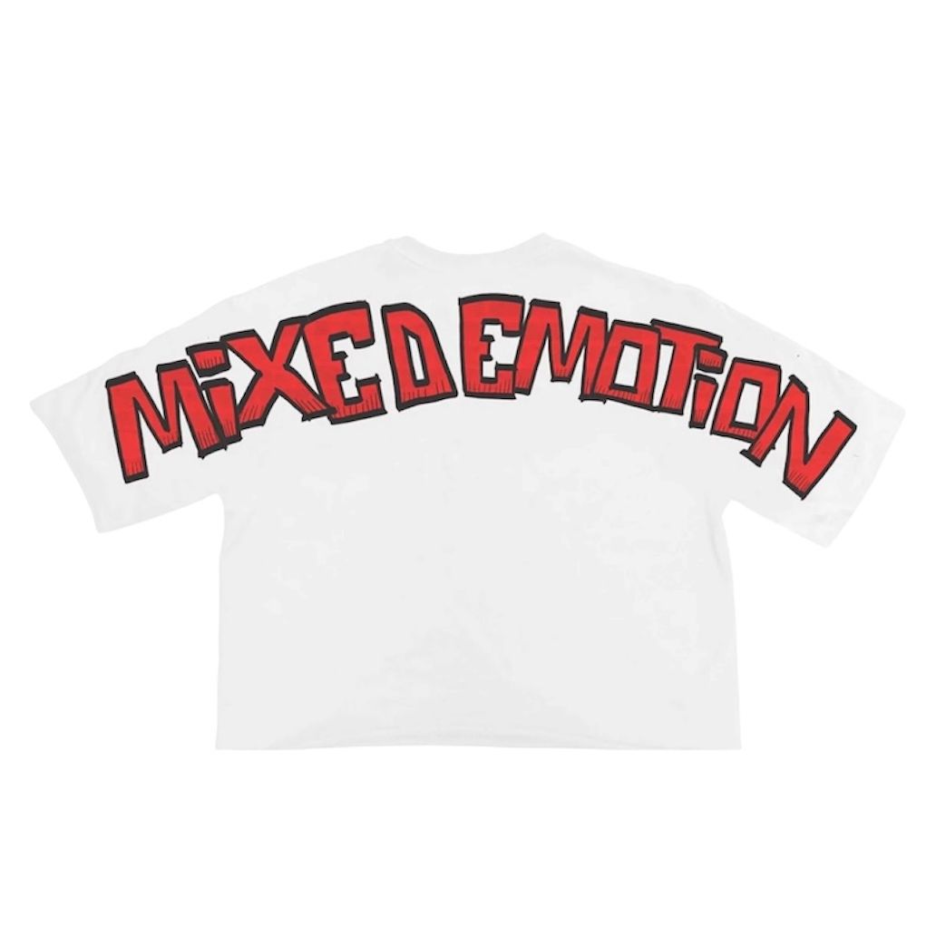 Mixed Emotion Monster Cropped Tee (White) - Preowned