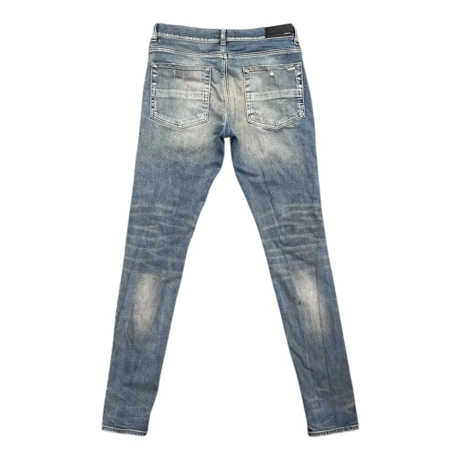 Amiri Mx1 Navy Plaid Patch Jeans (Clay Indigo) - Preowned