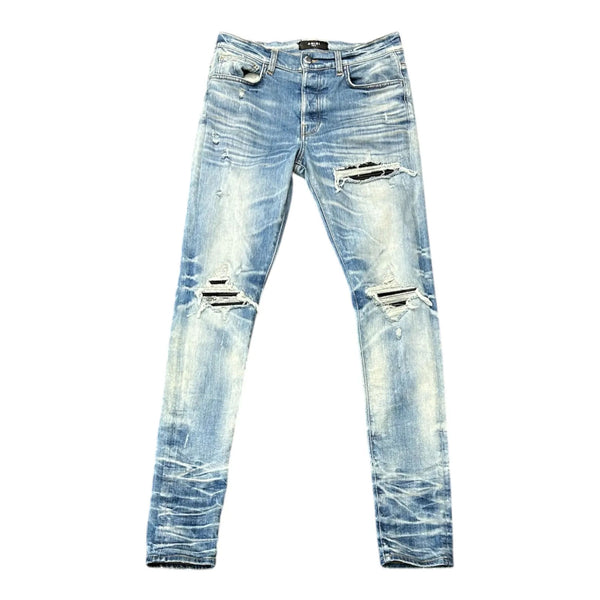 Amiri Mx1 Black Leather Patch (Blue) - Preowned