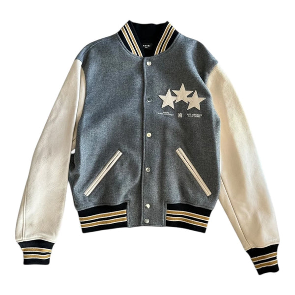 Amiri Triple Star Varsity Jacket (Grey/White)