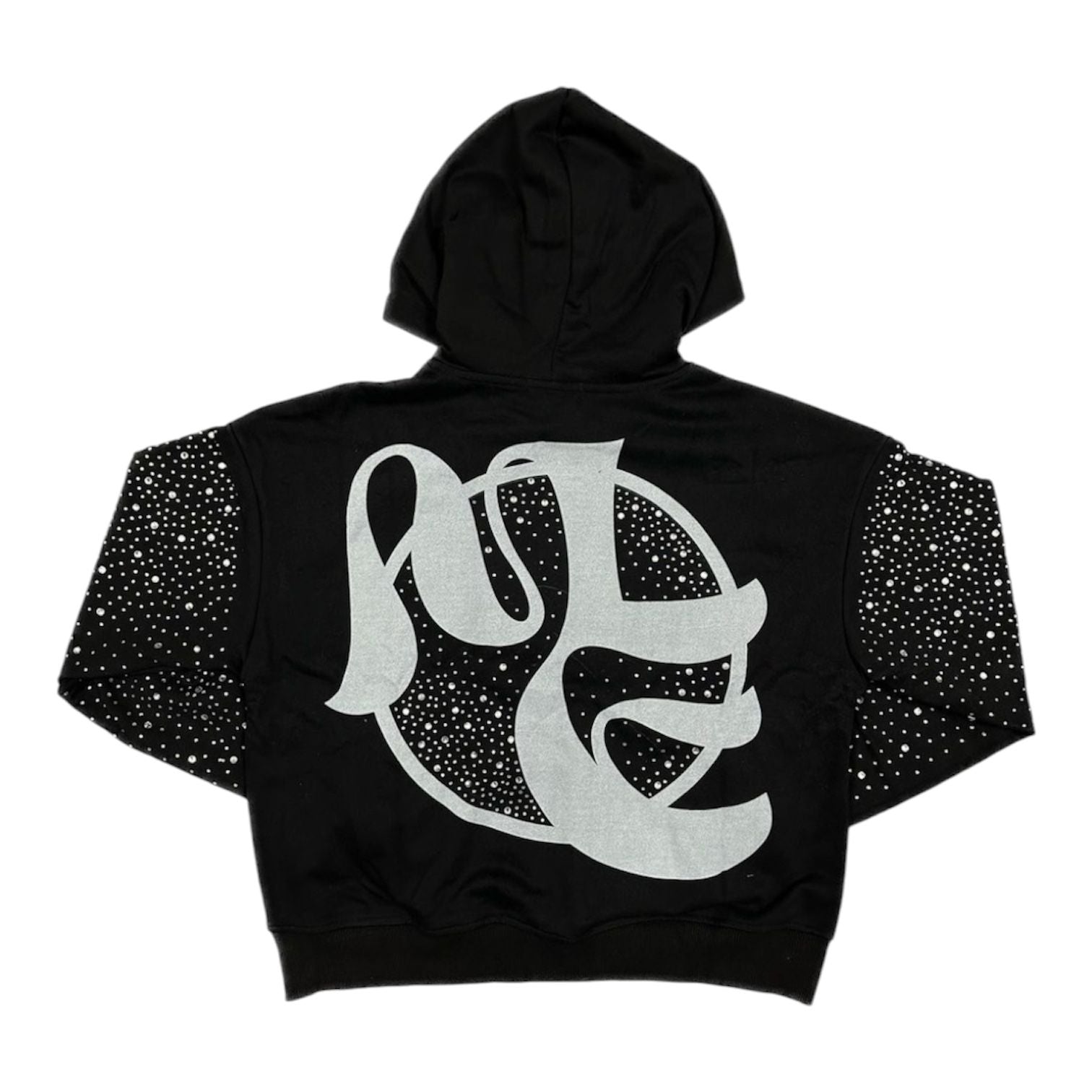 Mixed Emotion Fallen Angels Rhinestone Hoodie (Black)