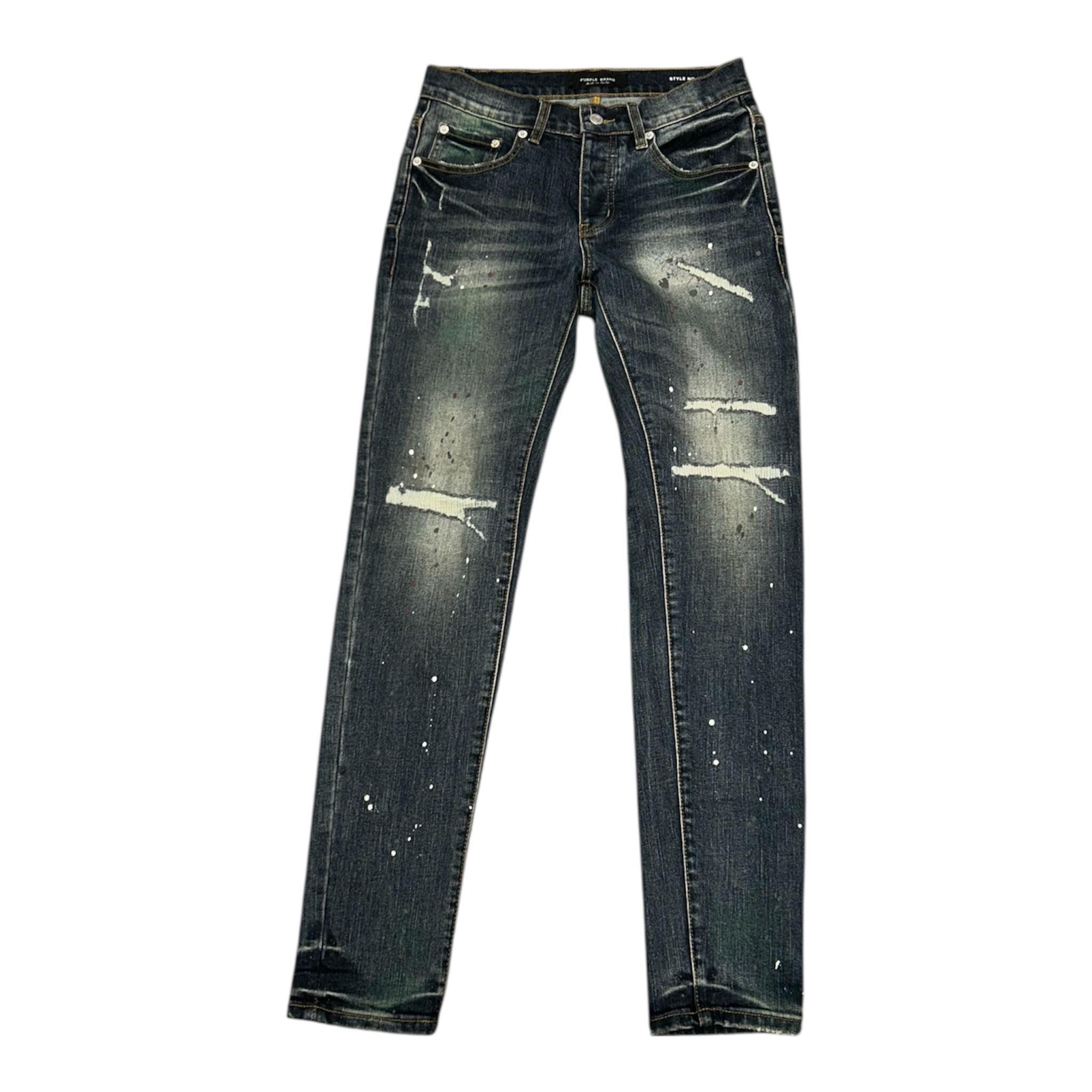 Purple Paint Distressed Denim (Indigo) - Preowned
