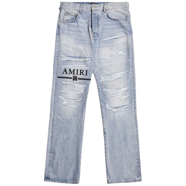 Amiri Logo Embroidery Ripped Jeans - Preowned
