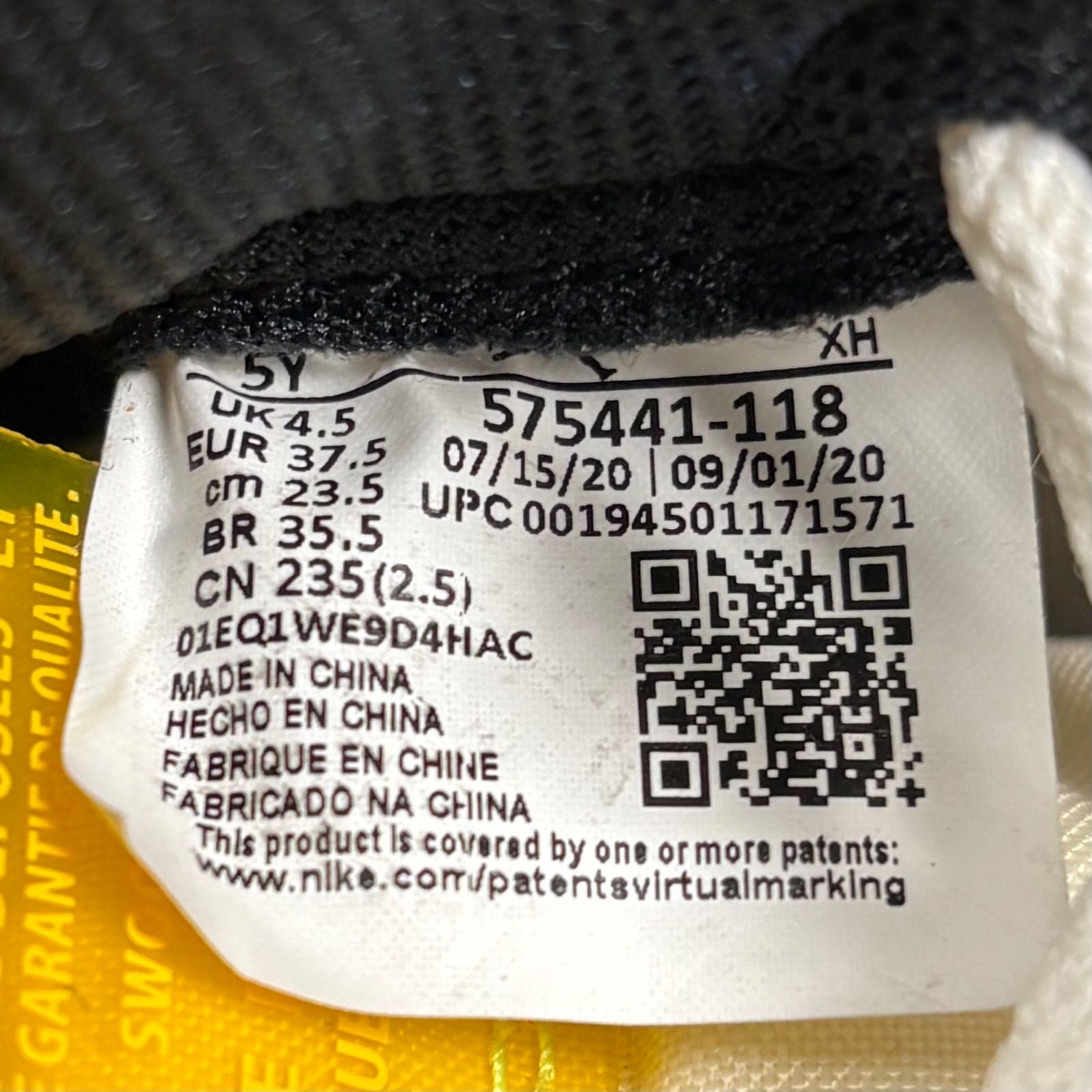 Jordan 1 Retro High White Black Volt University Gold (GS) - Preowned