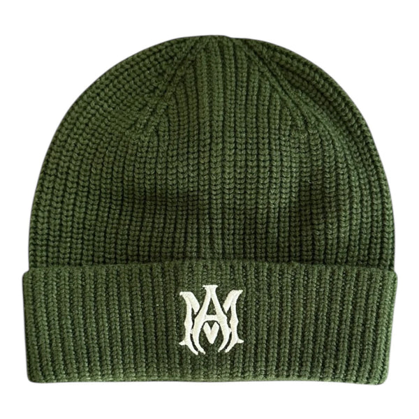 Amiri MA Logo Emboridered Cashmere Beanie (Green)