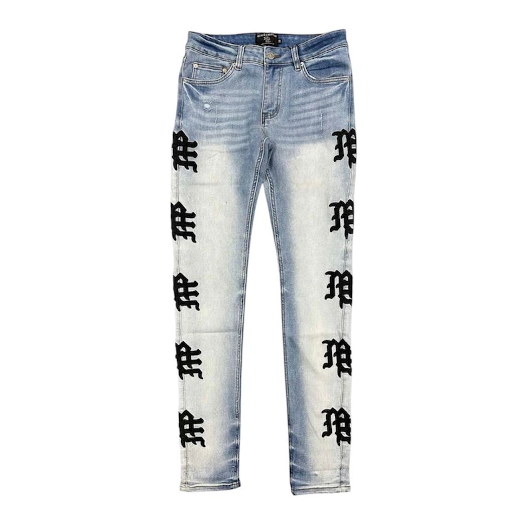 Mixed Emotion Monogram Jean (Light Wash) - Preowned