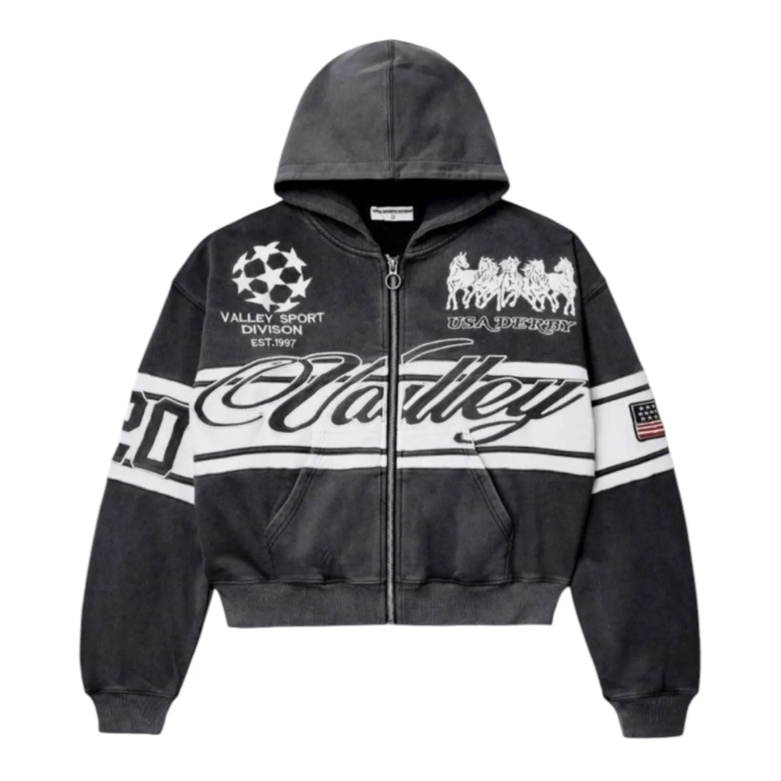 Vale Forever Cursive Zip Up Hoodie (Black) - Preowned