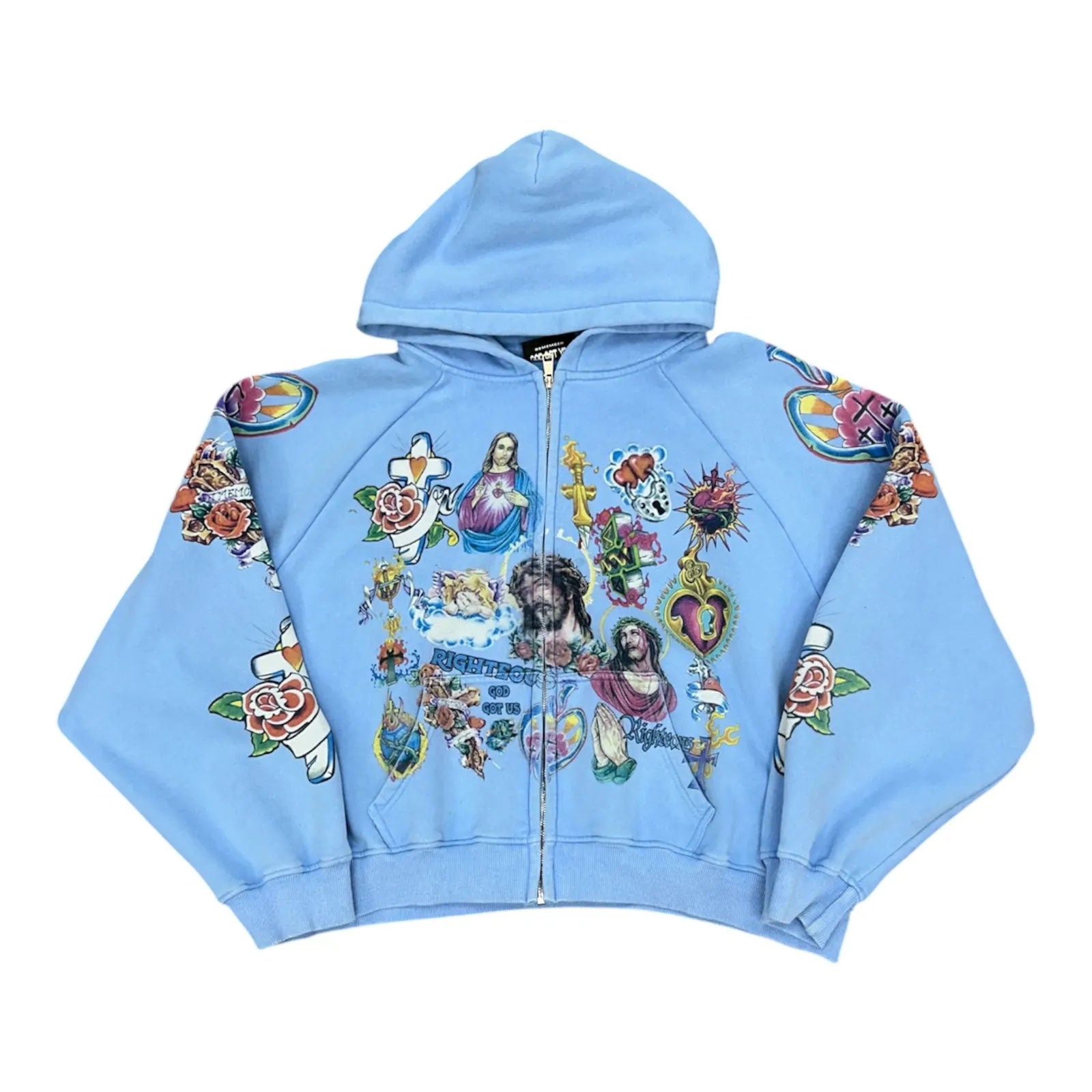 We Are Righteous Risen King Zip Up Hoodie (Blue) - Preowned