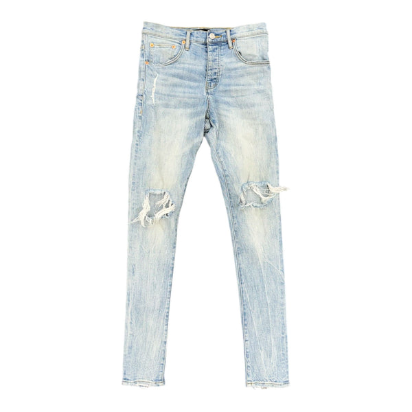 Purple Thrashed Knee Distressed Denim (Blue) - Preowned