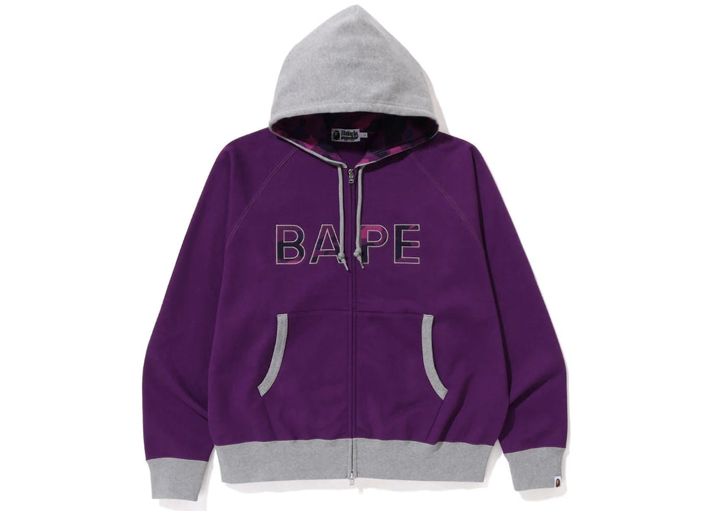 BAPE Color Camo Thermal Patch Loose Fit Zip Hoodie Purple